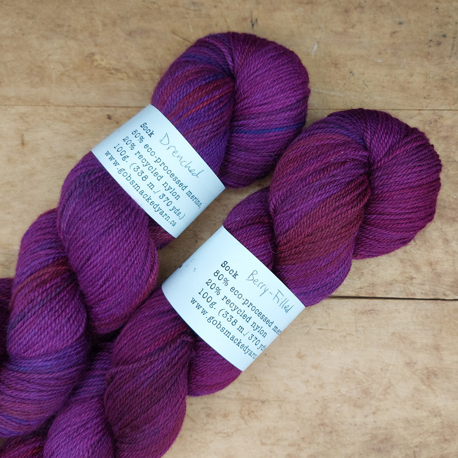 Sock yarn: Drenched & Berry-Filled