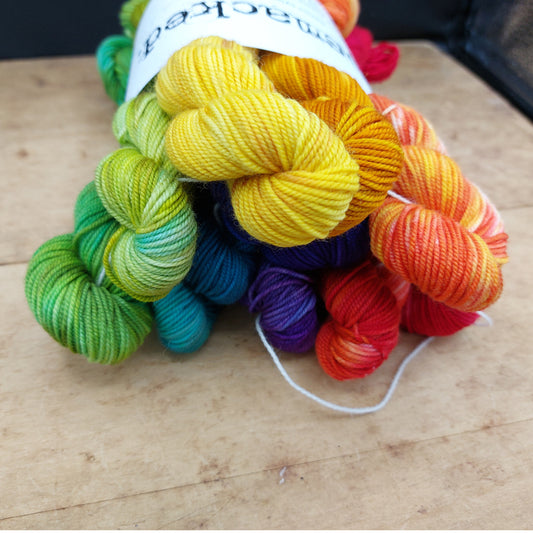 Rainbow mini skein set (12x20g merino nylon light): A Touch of Tie Dye