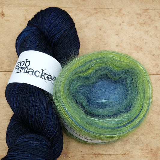 Polkadrop Cowl kit: A Well-Wooded Hollow & All the Hours of the Night