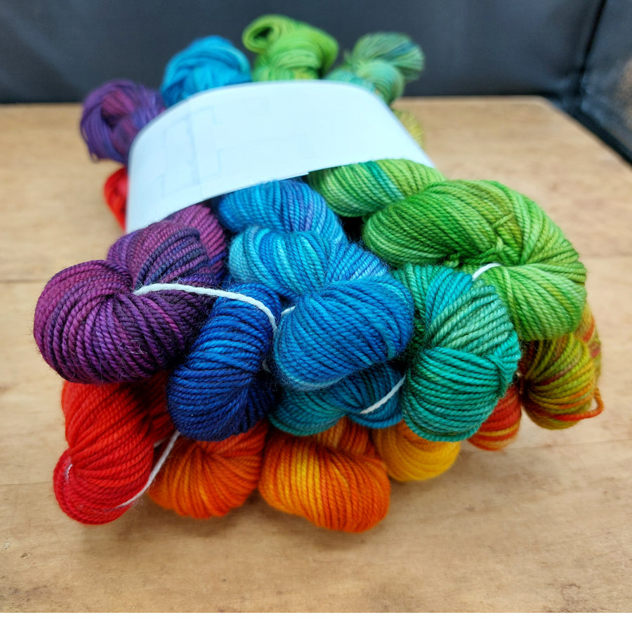 Rainbow mini skein set (12x20g merino nylon light): Alight