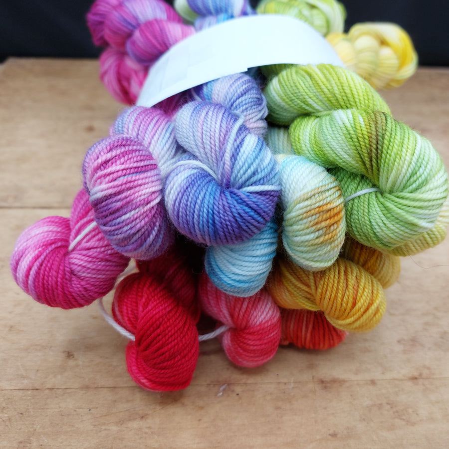 Rainbow mini skein set (12x20g merino nylon light): Confetti Time