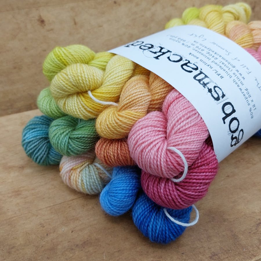 Mini skein set (12x20g BFL/ nylon): The Fall of Summer Light