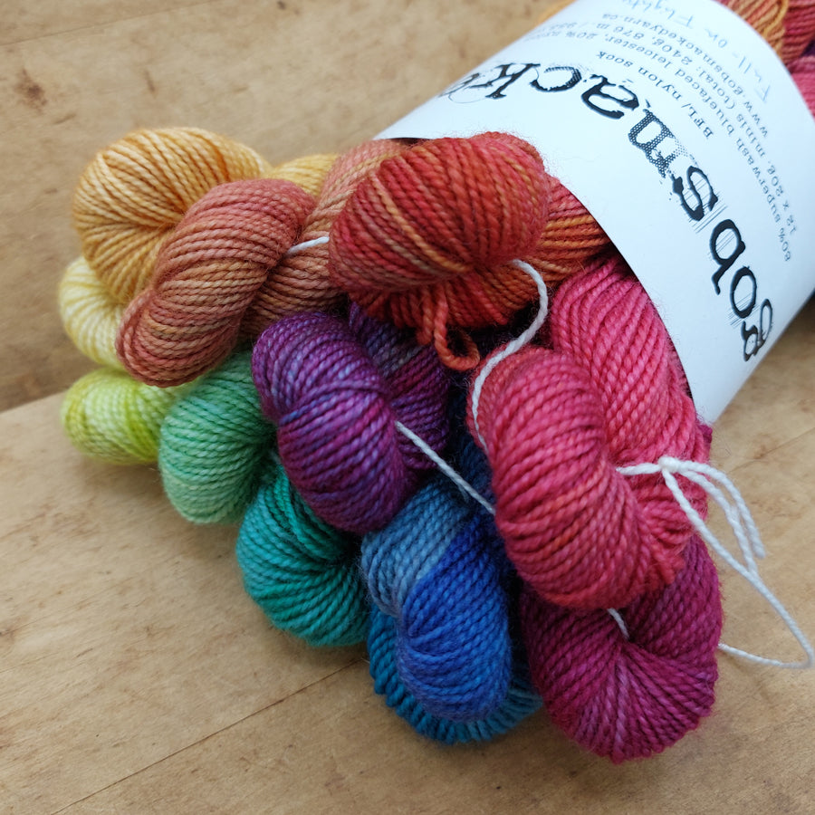Mini skein set (12x20g BFL/ nylon): Full-On Flighty