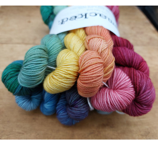 Rainbow mini skein set (12x20g merino nylon light): Going Over the Dunes