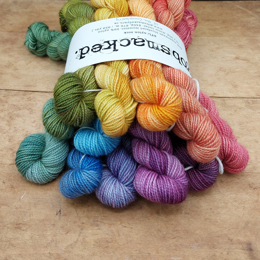 Mini skein set (12x20g BFL/ nylon): Of the Gooseberry