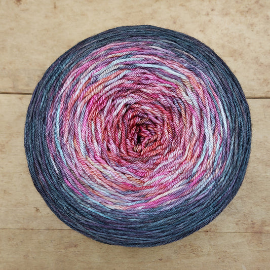 Merino/silk fingering 200g gradient: Rosy Finches Feeding