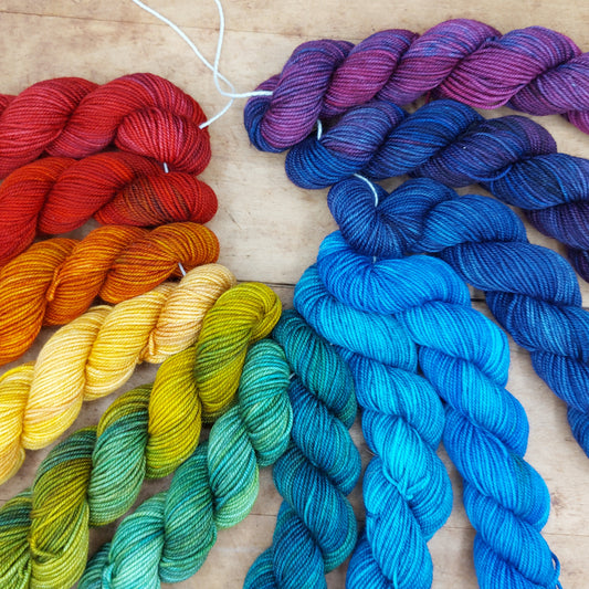 Rainbow mini skein set (12x20g merino nylon light): Show Your Colours